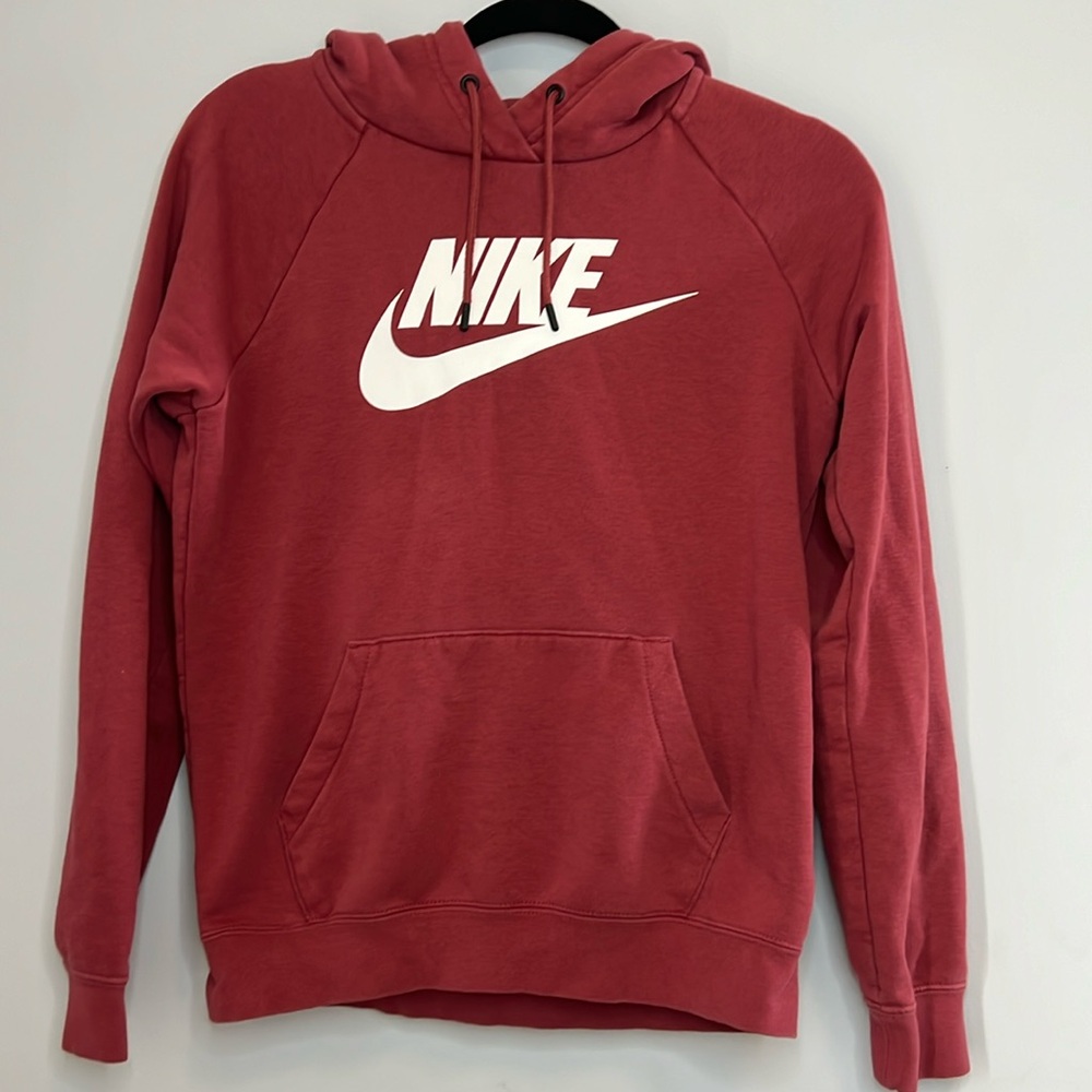 Nike Women's Burnt‎ Red & White Casual Hoodie Sweatshirt Size XSmall
